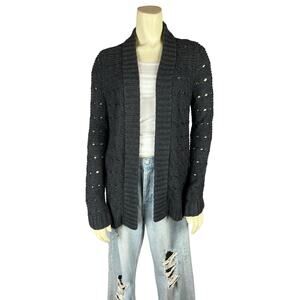 Ann Taylor Petite Charcoal Gray Womens Knit Cardigan sweater L Large Petite